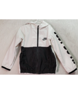 Nike Rain Jacket Kids Small 4-5y White Black Pockets Long Sleeve Hooded ... - $16.60