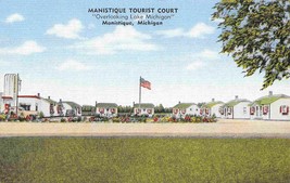 Manistique Tourist Court Motel Manistique Michigan linen postcard - £5.48 GBP