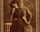 Vtg Postcard 1912 Romance - I.O.U. A Hug - Printed Frame Sepia Litho - $14.80