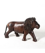 Wooden Lion Cat 10&quot; Wood Feline Kitty Figurine Statue Sculpture Art Deco... - £34.56 GBP