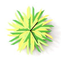 Elegant yellow / green geometric wall clock with organic look - Haystack... - $139.00