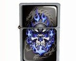 Wind Proof Dual Torch Refillable Butane Lighter Skull Design-015 Blue Fl... - $16.78