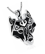 Cremation Jewelry Viking Wolf Head Urn Necklace - £50.62 GBP