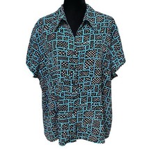 Vintage 90s Joanna Plus Abstract Geometric Dots Art To Wear Button Top Size 3X - $22.99