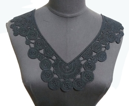 1pc Black Crochet Neckline Collar Lace Patch Motif Appliques DIY Need Se... - £5.45 GBP