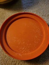 Vintage Tupperware 1207-37 Orange Replacement Seal N Serve Lid/ Plate 7&quot; Round - £3.91 GBP