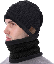 Wireless Music Beanie Hat with Scarf Winter Warm Knit Thick Beanies Hat Scarves  - £23.41 GBP