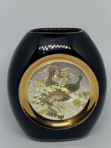 Vtg Art Of Chokin Vase Peacock Lovers Birds Asian 24K Gold Japan 3.5&quot; Porcelain - £11.64 GBP