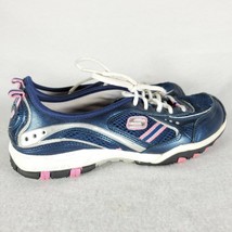 SKECHERS SPORT 11497 Blue Pink Leather Fashion Sneakers Women&#39;s Shoes Size 7M - £13.59 GBP