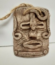VINTAGE Aztec Mayan Mask Mexican Clay Wall Hanging Primitive Folk Art Snake - £47.11 GBP