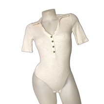 Madewell Natural White Ribbed Henley Thong Bodysuit Womens Size XXS  - £19.78 GBP