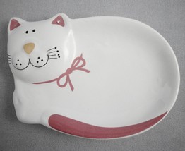 Brazil Ceramic Art Pottery Cat Trinket Jewelry Soap Dish Tea Bag Spoon Rest 5.5&quot; - £6.84 GBP