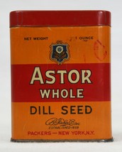 VINTAGE Antique Astor Whole Dill Seed 1 oz Tin - £15.85 GBP