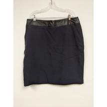 Worthington Size 18 Skirt Navy Blue Lined Modest Womens black Faux Leather Waist - £13.54 GBP