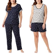 Lucky Brand Ladies&#39; 4Pc PJ Set Super Soft Knit Size: XXL, Color: Stars - £29.86 GBP