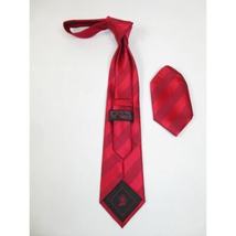 Mens Steven Land Density 100% Satin Silk Crystal Tie/Hankie Set CR27-05 Red image 3