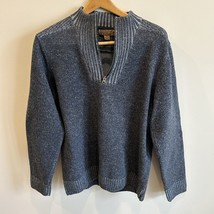 Blue by Pronto Uomo Vintage Sweater 100% Wool Shawl Collar Elbow Patches... - $29.99