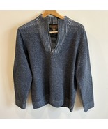 Blue by Pronto Uomo Vintage Sweater 100% Wool Shawl Collar Elbow Patches... - $41.01 CAD