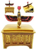 Ebros Egyptian Isis With Open Wings Golden Jewelry Box Statue Motherhood Magic - £21.57 GBP