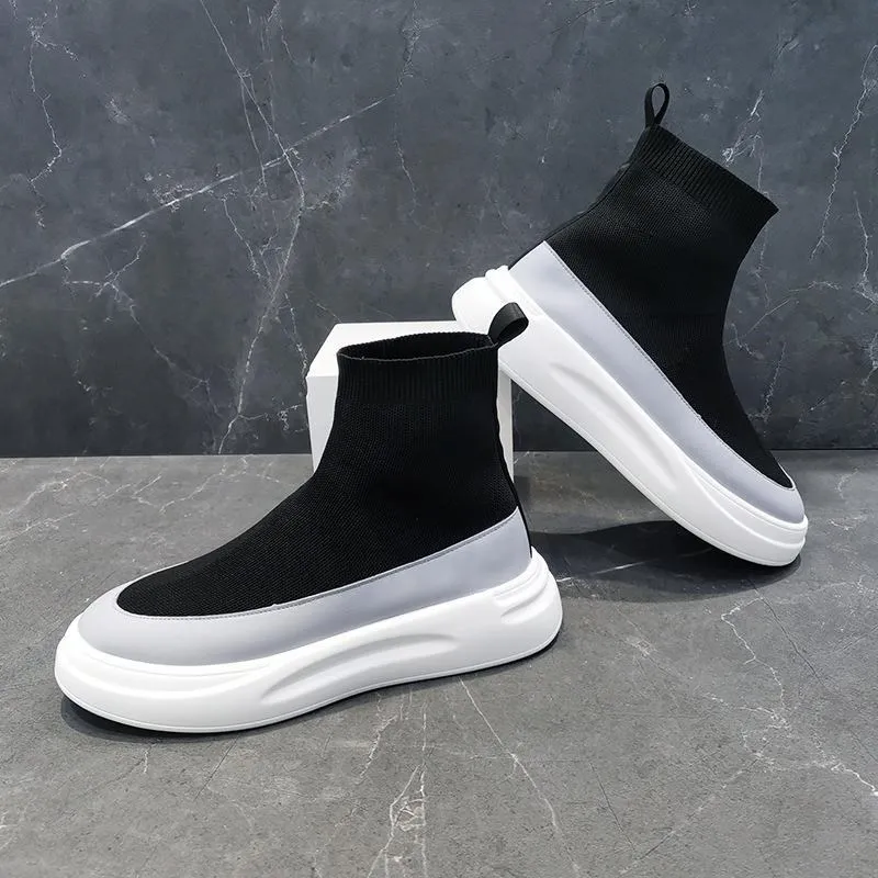 Summer  black  Men Sock Shoes Fashion  Designer   Platform Casual Flats Zapatill - £212.20 GBP