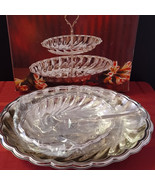 TWO TIER HANDLED SERVER GODINGER SILVER TONE OVAL SWIRL STUDIO SILVERSMITHS - $169.64 MXN