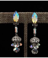 Lewis Segal Signed Vintage Earrings AB Crystal Dangle / Drop California WOW - €22,16 EUR