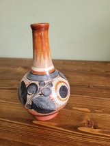 Vintage Handmade Tonala Pottery Vase Hand Painted bird Mexico - £26.10 GBP