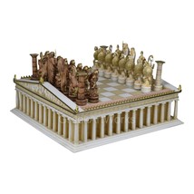 Chess Set Board Parthenon Temple &amp; 32 Pieces Parthenon Column Greek Roman Gods - £211.88 GBP