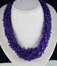 Natural Purple Amethyst Beads Tear Drops 1289 Carats Gemstone Silver Necklace - £637.76 GBP