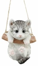 Adorable Lifelike Calico Kitten Macrame Branch Hanger 5.5&quot;Tall With Jute... - £22.81 GBP