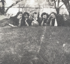 1909 RPPC 5 Bloomer Girls w/ Basketball Posing on Grass Real Photo Postcard - £25.72 GBP