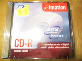 20 Pack Imation 80min/700MB CD-R with Slim Jewel Cases - $9.89