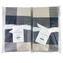 2 Pottery Barn Bryce Check Sham Standard 26&quot;x20&quot; Ivory Charcoal Set NWT ... - $49.40