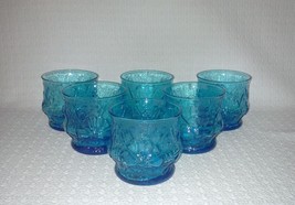 Anchor Hocking RAINFLOWER Laser Blue Old Fashioned Glasses Tumblers ~ Se... - £33.49 GBP