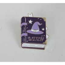 New Purple Witch Book With Witch&#39;s Hat On Cover Enamel Lapel Hat Pin - £5.81 GBP