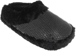 Capelli New York Ladies Sequin Slippers with Faux Fur Trim Size 5-6 NWT - £7.41 GBP