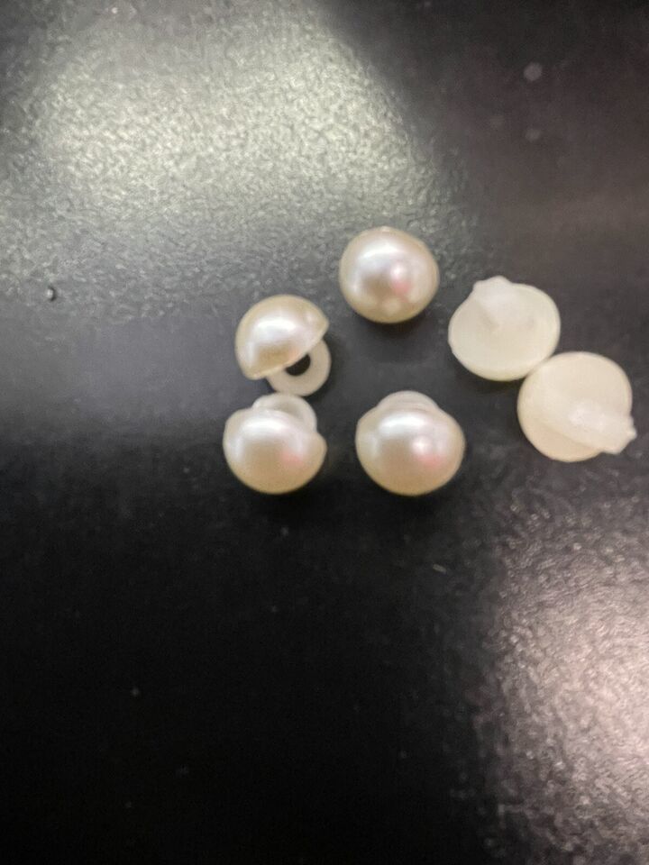 Lot 12 off white pearl faux pearl plastic shank button doll 14 Ln, 11 mm - $8.59