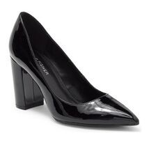 Marc Fisher Georgy Pointed Block Heel Pump, Black Patent Leather, Size 8... - $79.00