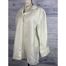 Chicos 2 Button Front Tunic Womens L 12 Long Sleeve Collar Linen Lyocell Flax - $22.50