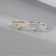 925 Sterling Silver Natural Moissanite Gemstone Gold plated ring  Index Finger R - £18.37 GBP