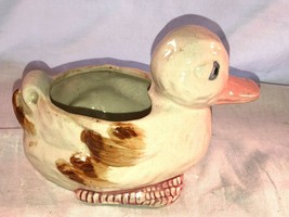 Japan Duck Planter Pink Bill &amp; Feet Vintage Pottery  - £23.69 GBP