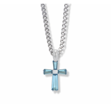 Sterling Silver And Glass Crystal December Birthstone Cross Necklace And Chain - £55.81 GBP