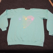 Vintage Grandma 90s Sweater Heart of Hearts Hanes 50  50 Adult Large USA Made - £22.03 GBP