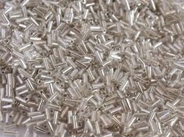 Silverline White Crystal Pipe Bugle Beads Glass Beads 4.5 mm 100 Gram - £19.41 GBP