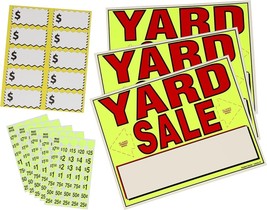10) Large Label (3) All-Weather Yard Sale Signs, (200) Stickers 11 x 15 ... - $174.12 MXN