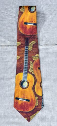 Primary image for Mens Acoustic Guitar Music Notes Necktie Tie Musician Novelty