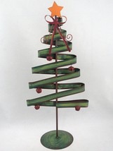 Metal Ribbon Christmas Tree Figurine w/ Jingle Bells Rustic Farmhouse Primitive - £13.30 GBP