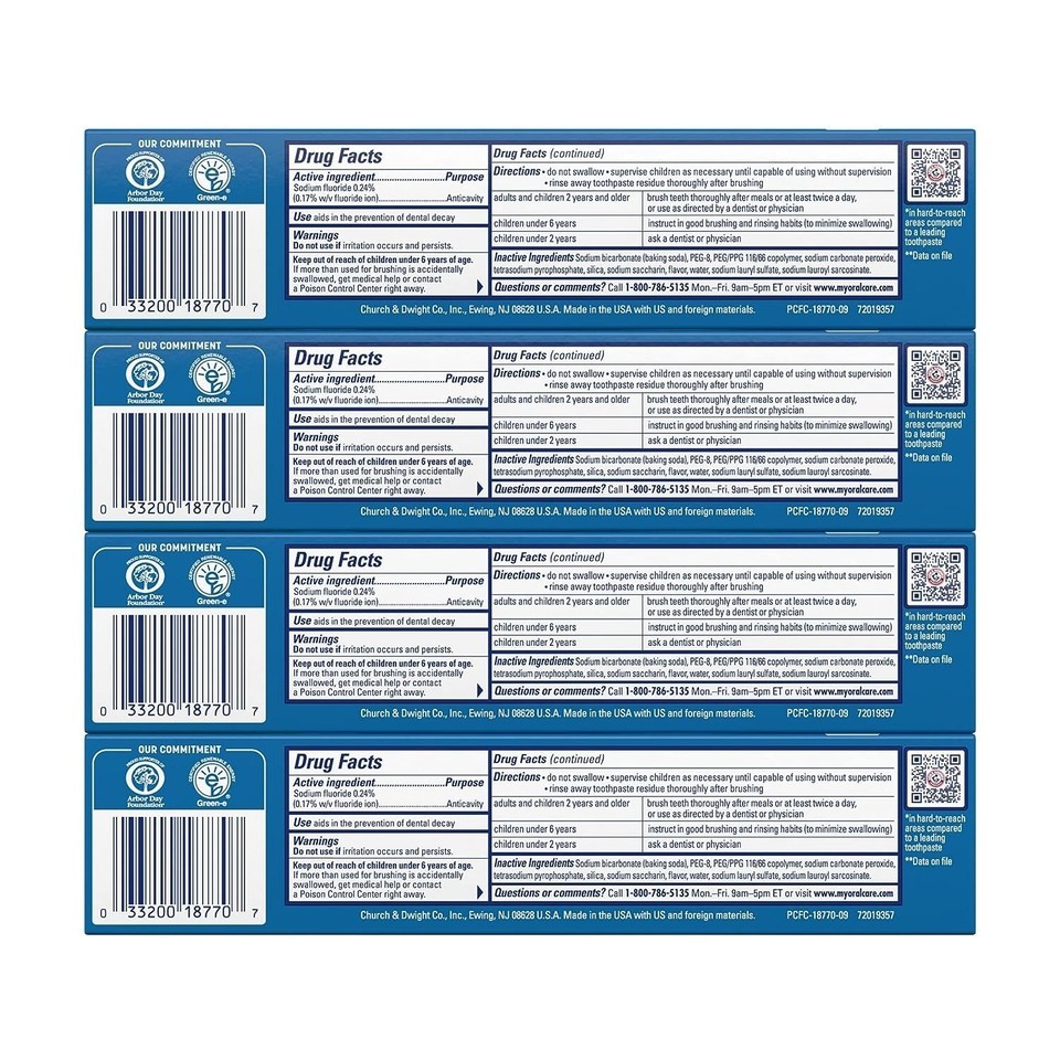 Arm & Hammer Peroxicare Toothpaste, Clean Mint Flavor 6.0oz (4-Pack) Item image 2
