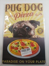 Pug Dog Pizza - 12inch x 8inch Metal Poster Sign - £10.65 GBP