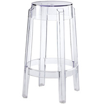 Acrylic Vanity Counter Stool Clear Transparent Round Ghost 25.25&quot; Height... - $89.99